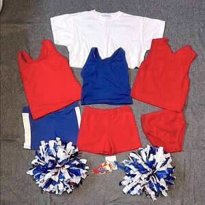 Red White Blue Pop Warner Cheer Basics Lot 6X-7 New